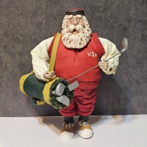 USA Golfer Santa Claus Figurine Collectible USA